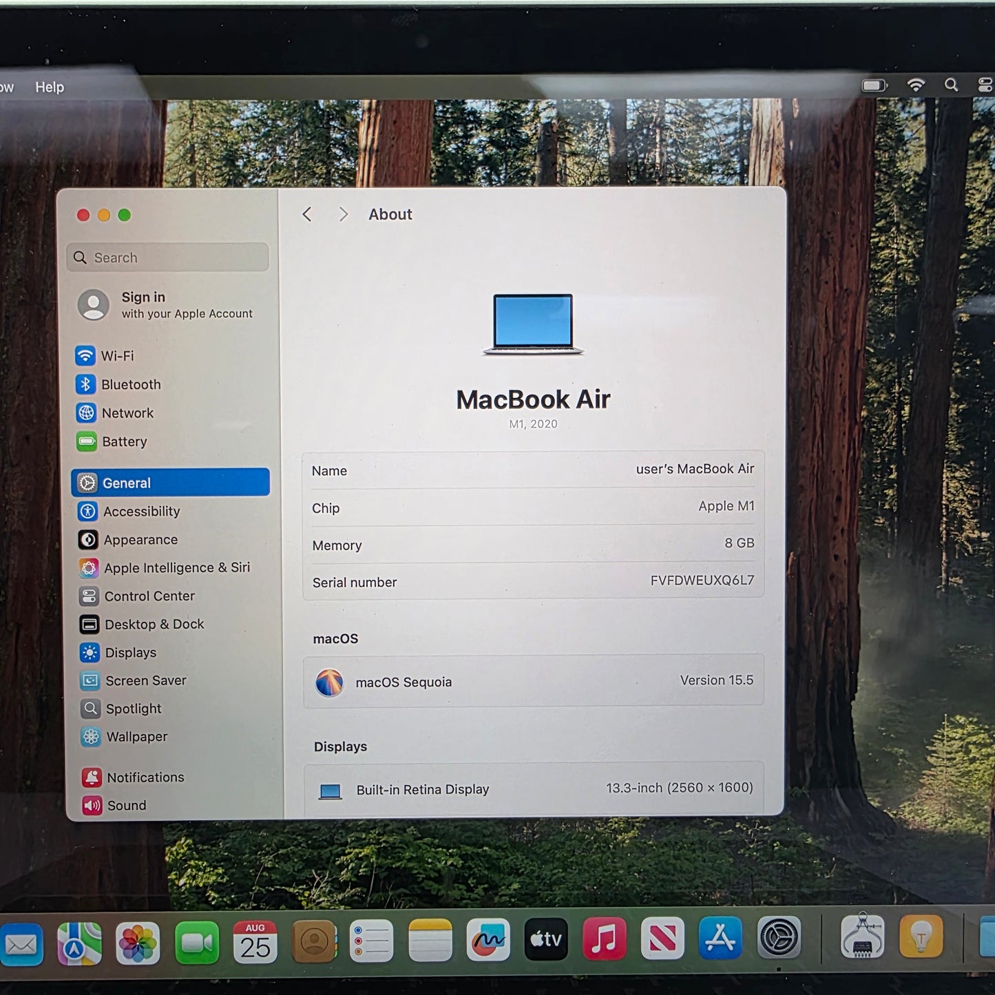 2020 Apple MacBook Air 13.3" M1 7C GPU 3.2GHz 8GB RAM 256GB SSD A2337