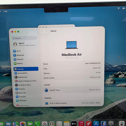 2025 Apple MacBook Air 13" M4 10C GPU 4.5GHz 16GB RAM 512GB SSD A3240