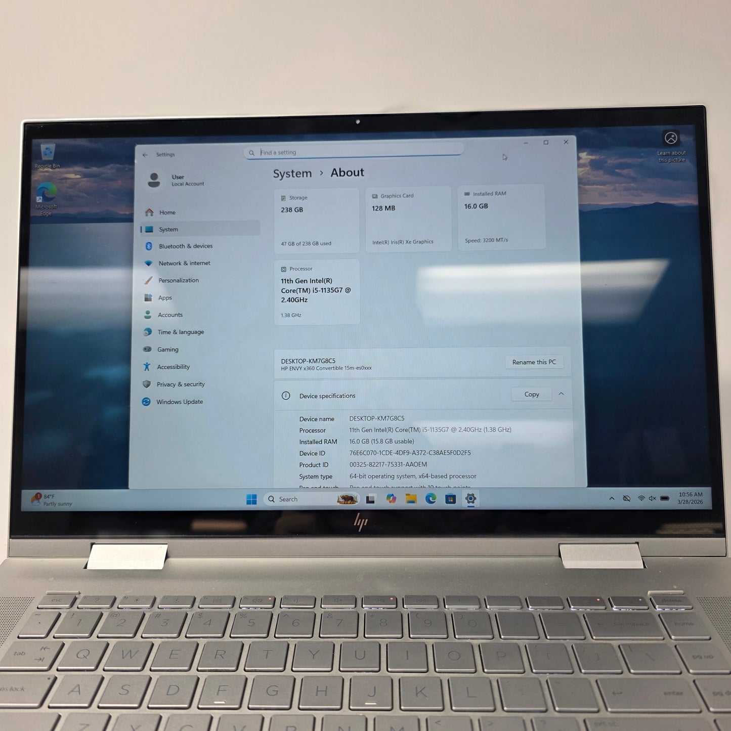 HP Envy x360 15M-ES0013DX 15.6" i5-1135G7 2.4GHz 16GB RAM 256GB SSD