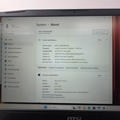 MSI Katana 15 HX 15.6" i7-14650HX 16GB RAM 500GB GeForce RTX 5050