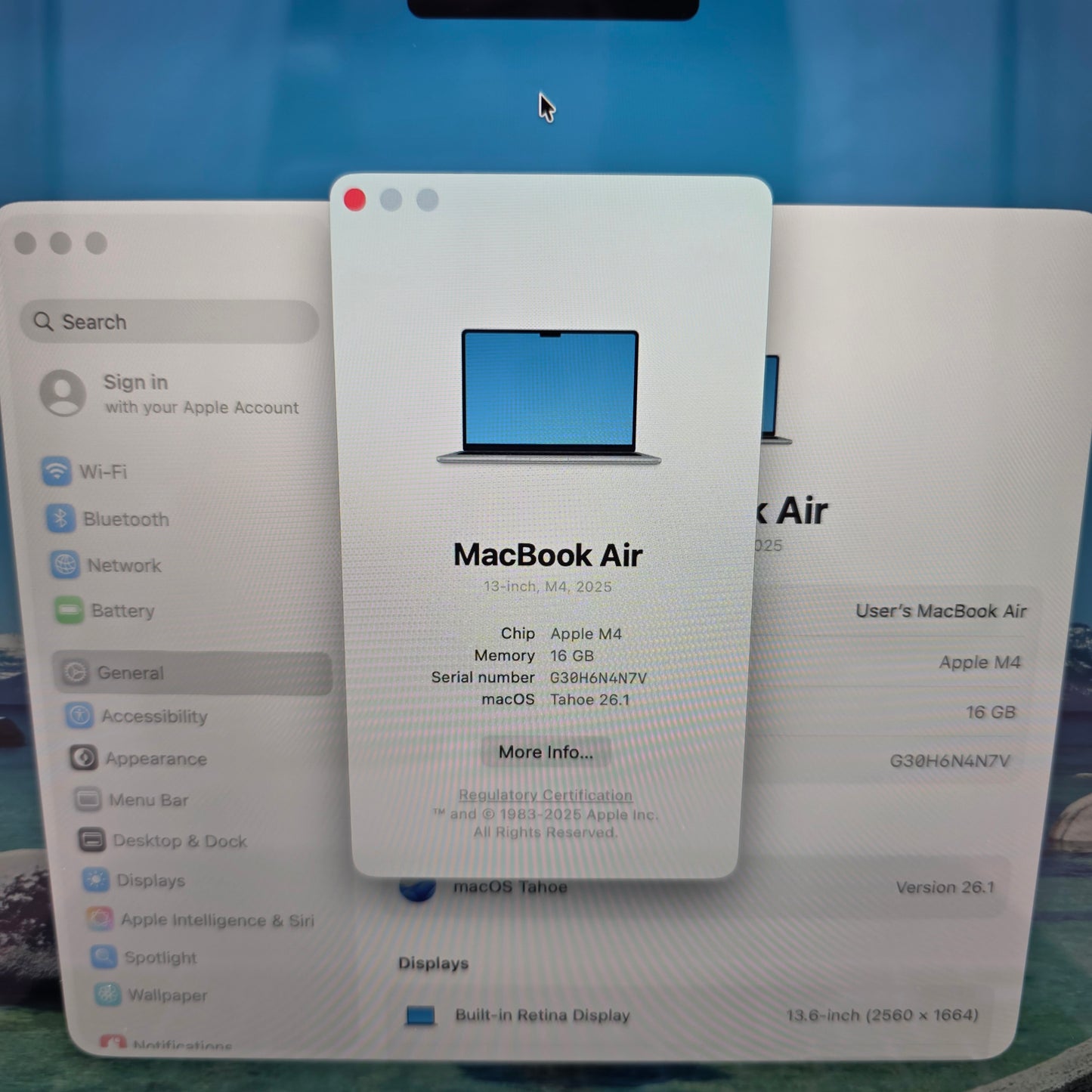 2025 Apple MacBook Air 13.6" M4 8C GPU 4.5GHz 16GB RAM 256GB SSD MC6T4LL/A