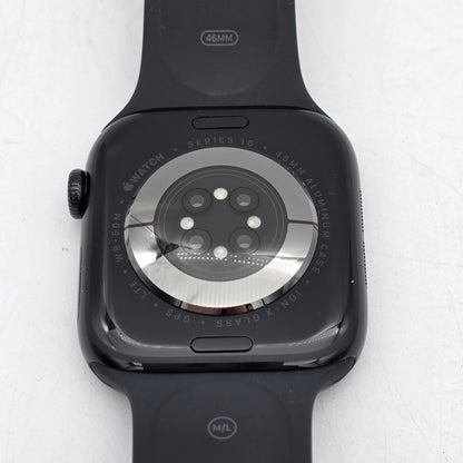 Unlocked Apple Watch Series 10 46MM Black Aluminum Black Sport Band MWY43LW/A