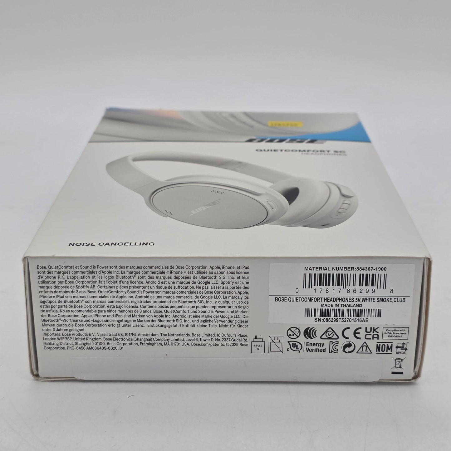 New Bose QuietComfort SC Over-Ear Bluetooth Headphones White 884367-1900