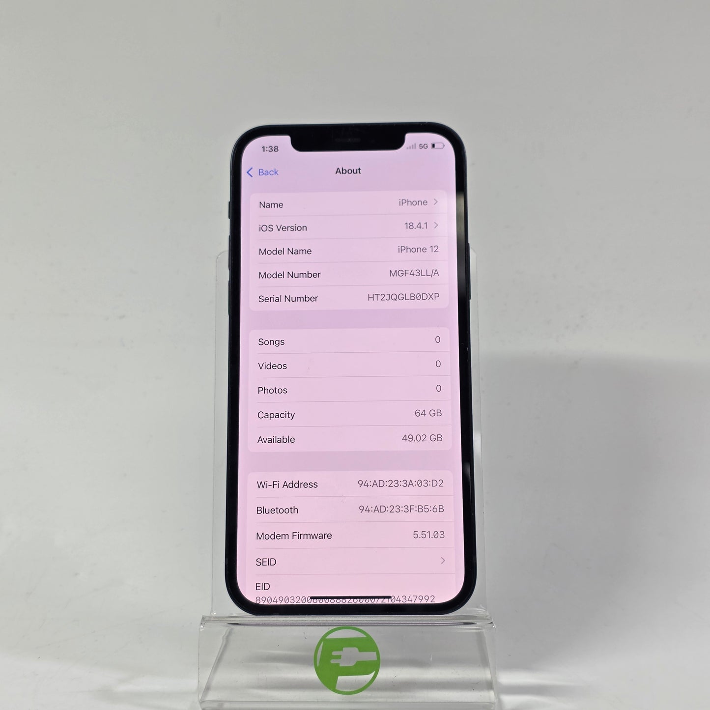 Factory Unlocked Apple iPhone 12 64GB Midnight MGF43LL/A