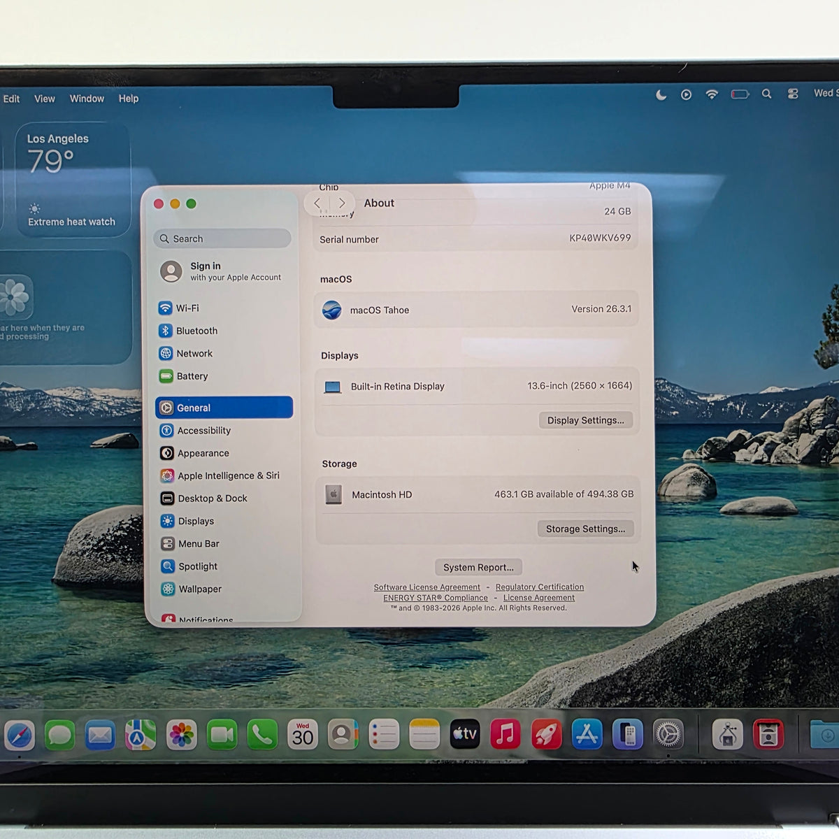 2025 Apple MacBook Air 13.6" M4 10C GPU 4.5GHz 24GB RAM 512GB SSD MC6V4LL/A