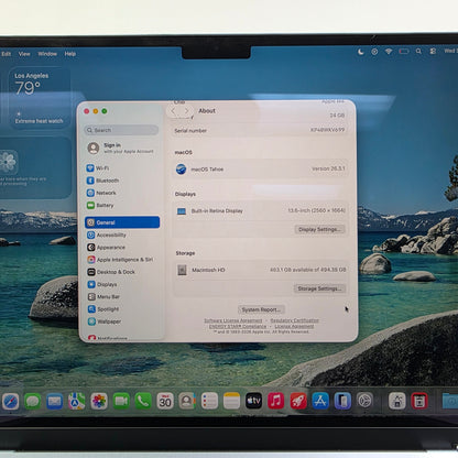 2025 Apple MacBook Air 13.6" M4 10C GPU 4.5GHz 24GB RAM 512GB SSD MC6V4LL/A