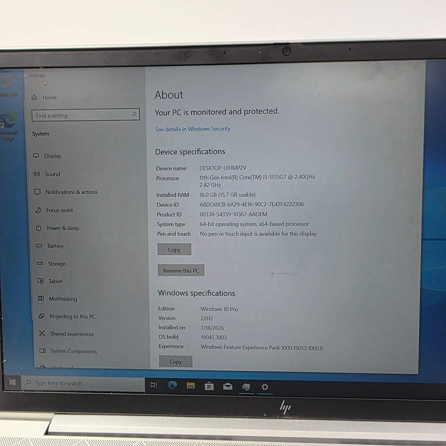 HP EliteBook 850 G8 14" i5-1235U 1.3GHz 16GB RAM 250GB SSD