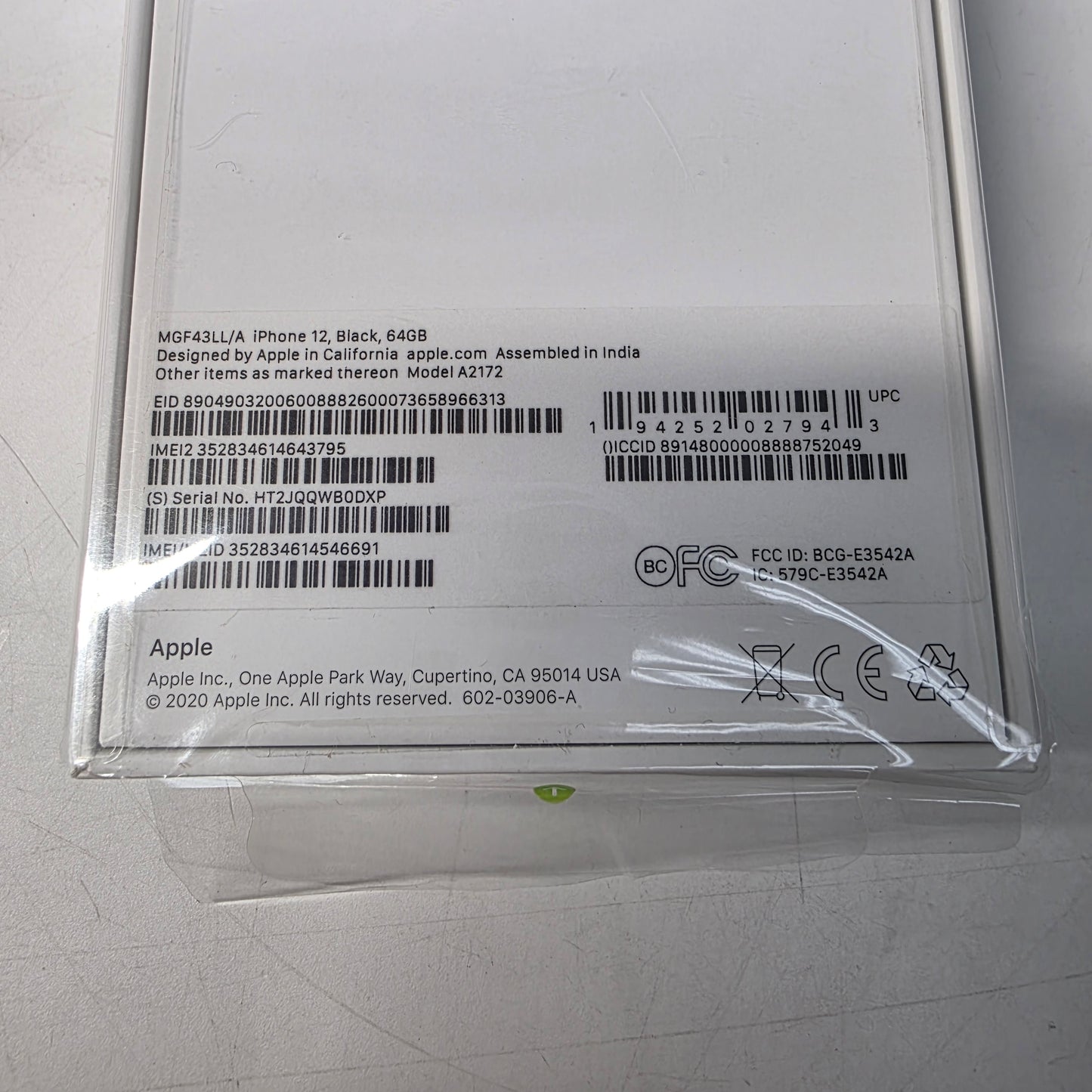 New Unlocked Apple iPhone 12 64GB Black MGF43LL/A