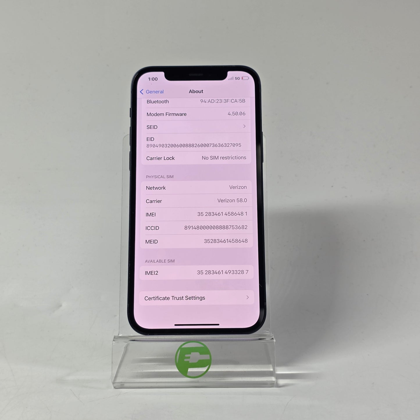 Factory Unlocked Apple iPhone 12 64GB Midnight MGF43LL/A