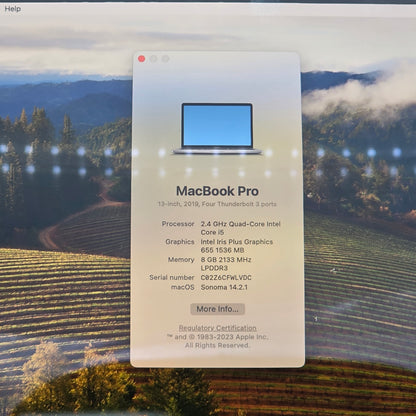 2018 Apple MacBook Pro 13.3" i5 1.7GHz 8GB RAM 256GB SSD Silver A1989