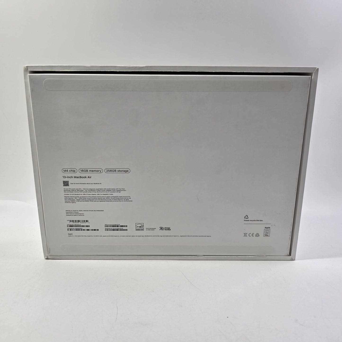 2025 Apple MacBook Air 13.6" M4 8C GPU 4.5GHz 16GB RAM 256GB SSD A3240