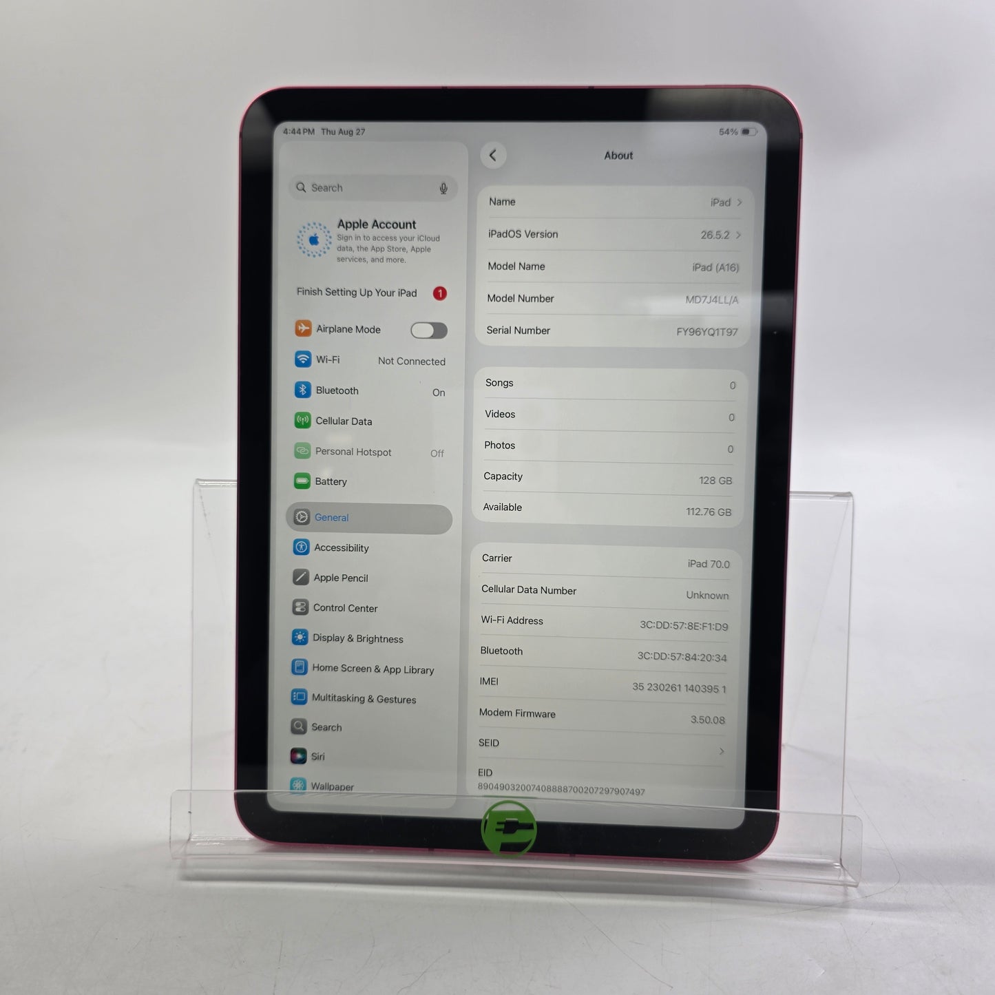 WiFi Only Apple iPad 11" (A16) 128GB Pink MD7J4LL/A