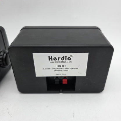 Herdio 3.5" 3-Way Indoor Outdoor Speakers 3-Way 200 Watts Black HOS-301