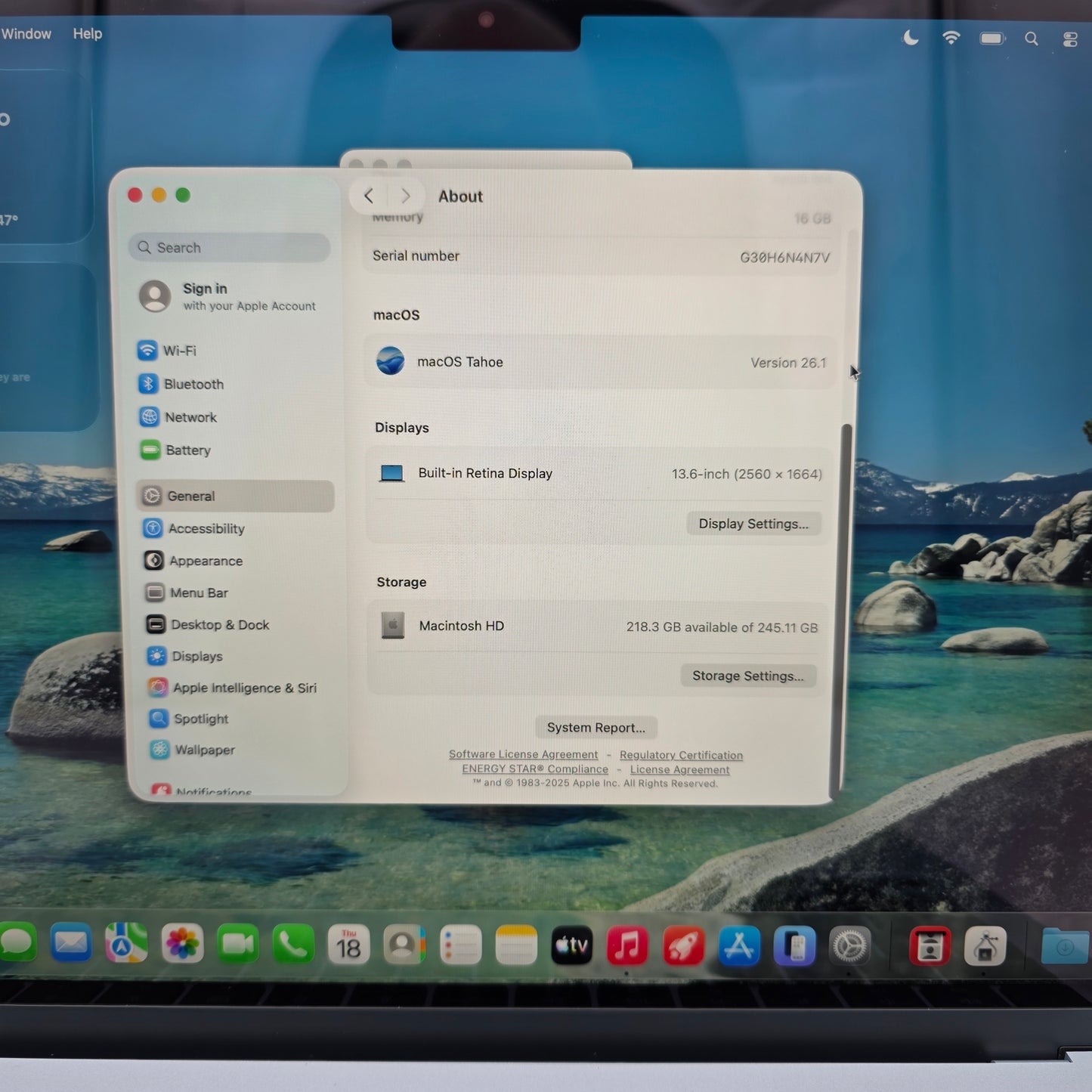 2025 Apple MacBook Air 13.6" M4 8C GPU 4.5GHz 16GB RAM 256GB SSD MC6T4LL/A