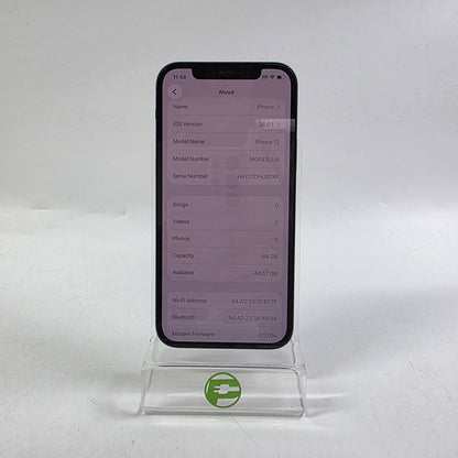 Factory Unlocked Apple iPhone 12 64GB Black MGF43LL/A