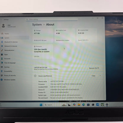 Asus TUF F15 FX507Z 15.6" i5-12500H 2.5GHz 8GB RAM 512GB SSD GeForce RTX 3050