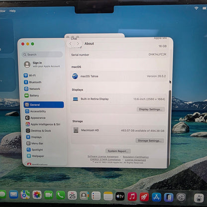 2025 Apple MacBook Air 13" M4 10C GPU 4.5GHz 16GB RAM 512GB SSD A3240