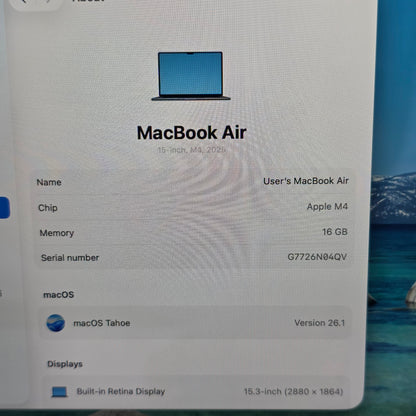 New 2025 Apple MacBook Air 15" M4 10C GPU 4.5GHz 16GB RAM 256GB SSD MW1L3LL/A