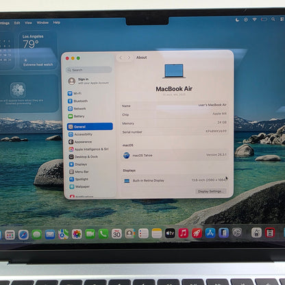 2025 Apple MacBook Air 13.6" M4 10C GPU 4.5GHz 24GB RAM 512GB SSD MC6V4LL/A