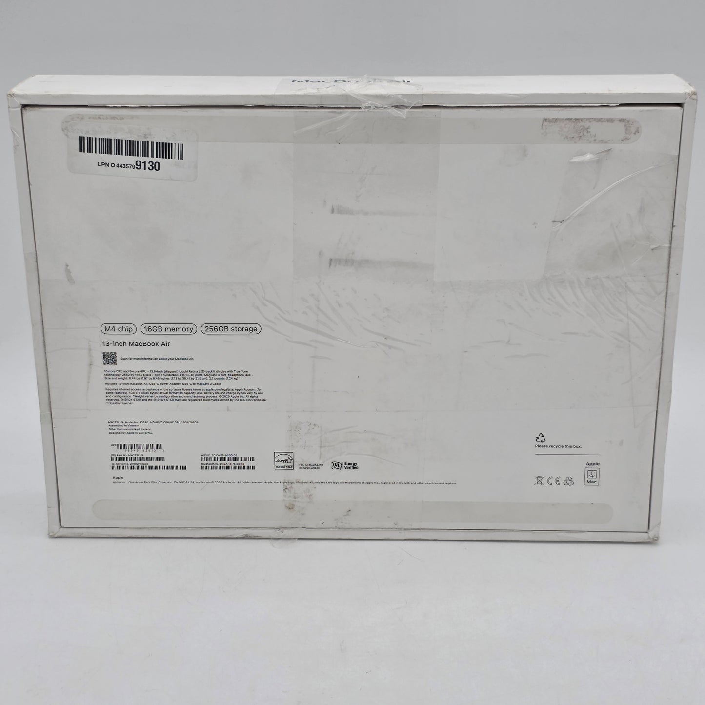 New 2025 Apple MacBook Air 13.3" M4 8C GPU 4.5GHz 16GB RAM 256GB SSD A3240