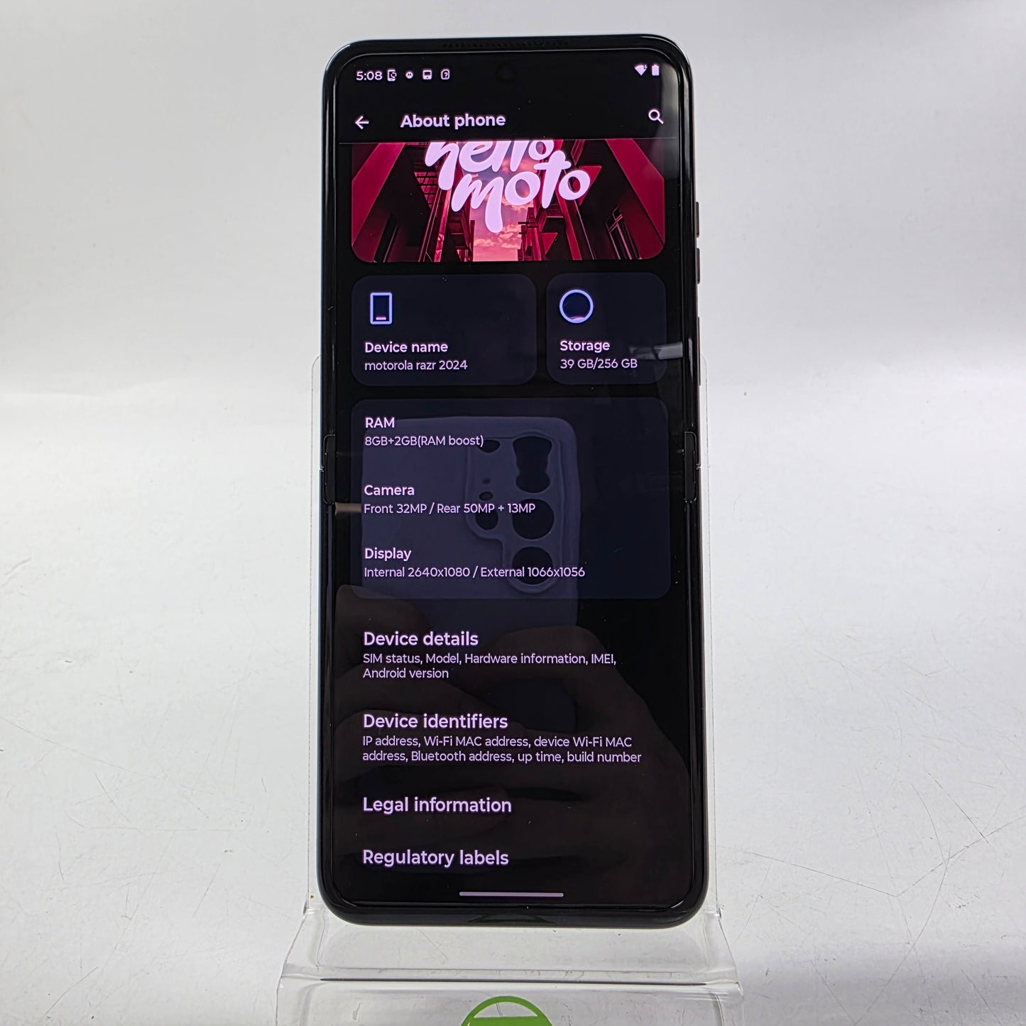 Factory Unlocked Motorola Razr 512GB 16 Silver XT2453-3