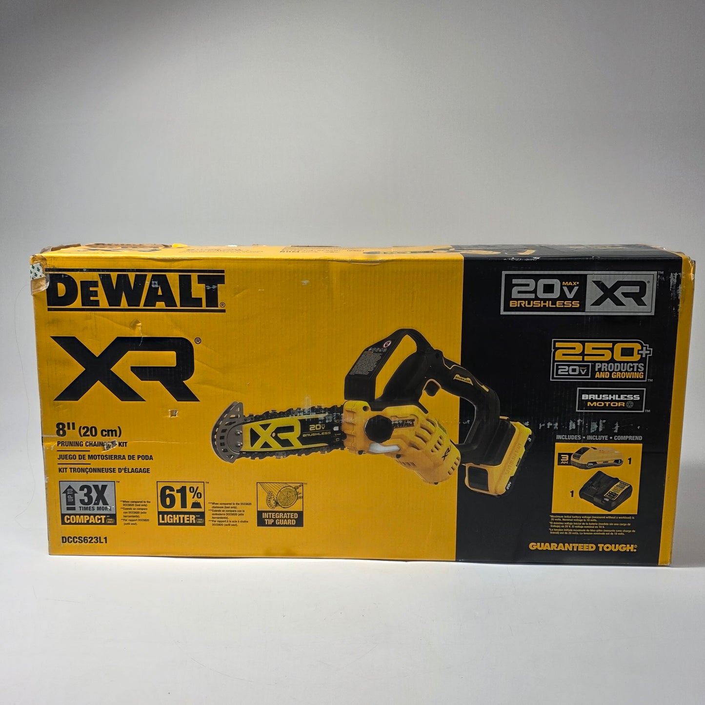 New DeWalt Pruning Chainsaw Kit 20V MAX 8 in. Brushless Cordless DCCS623L1
