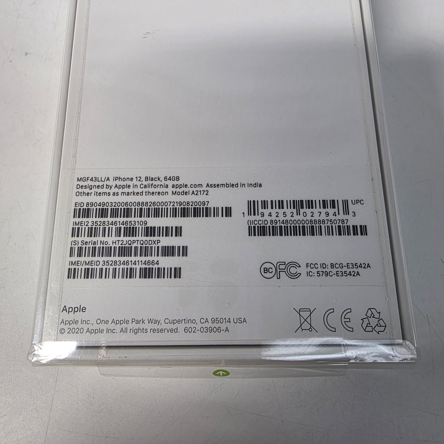 New Unlocked Apple iPhone 12 64GB Black MGF43LL/A