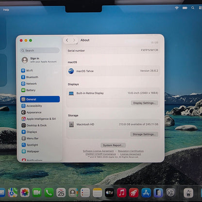 2025 Apple Macbook Air 13.6" M4 8C GPU 4.5GHz 16GB RAM 256GB SSD A3240