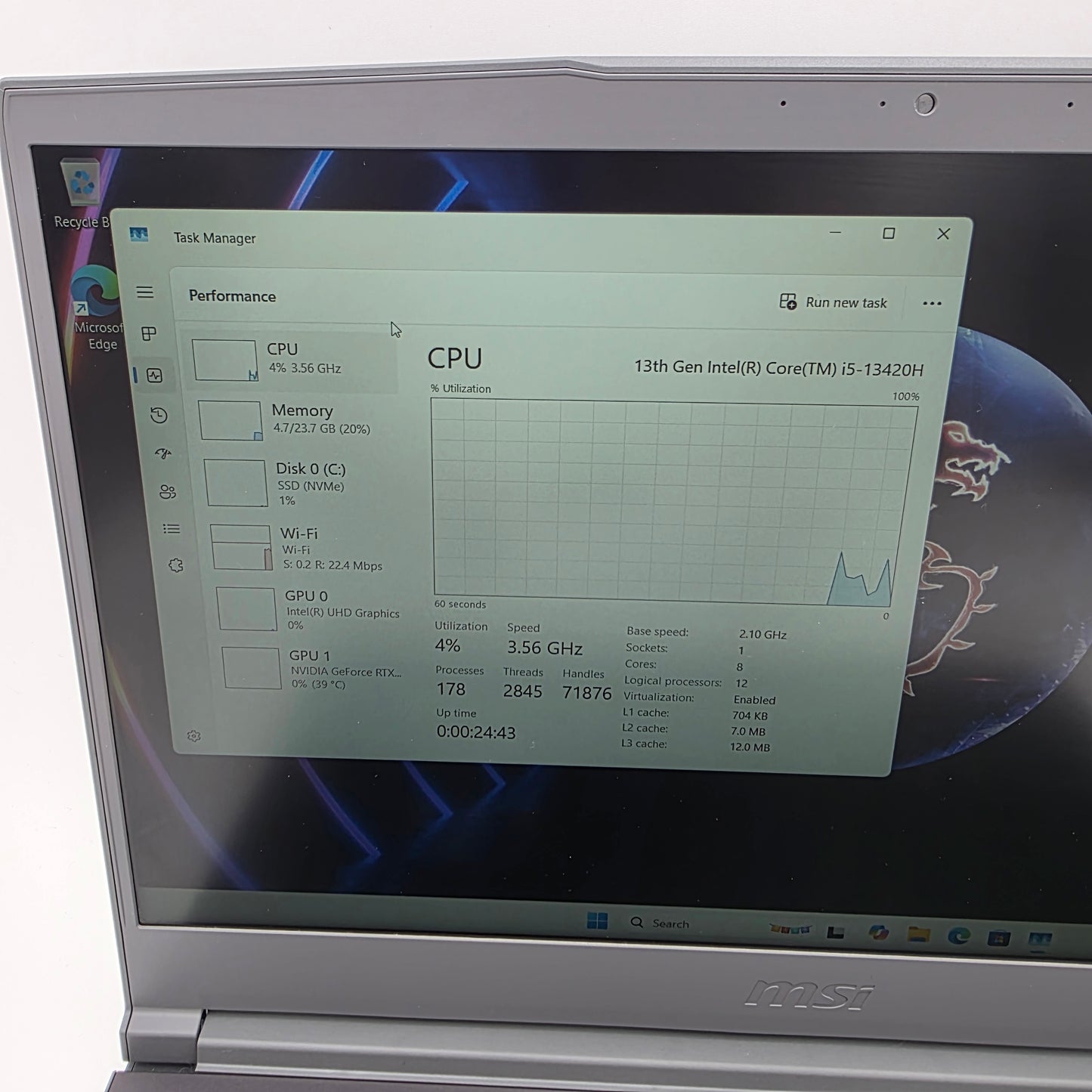 MSI Thin 15 B13VE 15.6" i5-13420H 2.1GHz 24GB RAM 512GB SSD GeForce RTX 4050