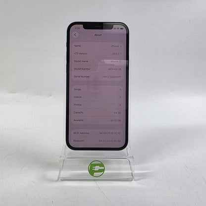 Factory Unlocked Apple iPhone 12 64GB Black MGF43LL/A