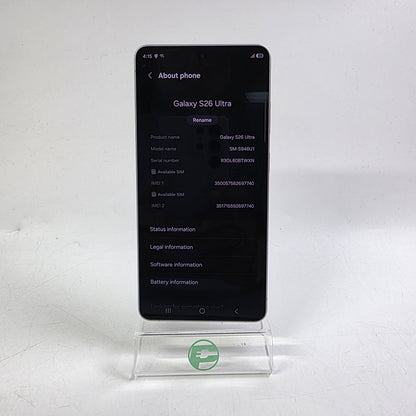 Factory Unlocked Samsung Galaxy S26 Ultra 12GB RAM 256GB SSM-S948U1 White