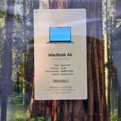 New 2025 Apple MacBook Air 13.3" M4 8C GPU 4.5GHz 16GB RAM 256GB SSD A3240