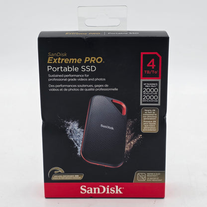 New SanDisk Portable Extreme Pro Portable SSD 4TB USB-C to USB-C SSD SDSSDE81