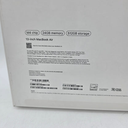 New 2025 Apple MacBook Air 13.3" M4 4.5GHz 24GB RAM 512GB SSD A3240