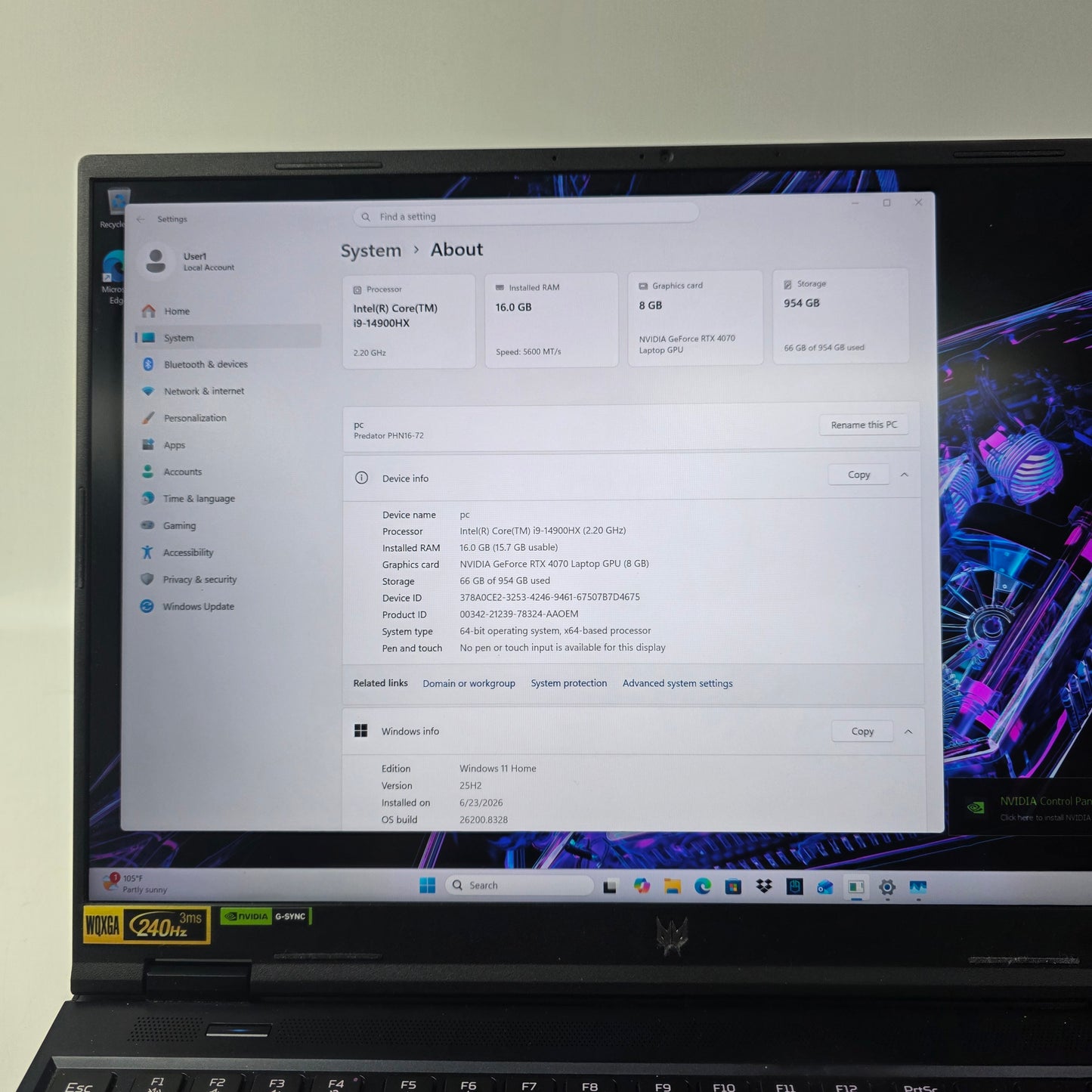 Acer Predator Helios Neo 16 PHN16-72 16" i9-14900HX 2.2GHz 16GB RAM 1TB SSD 4070