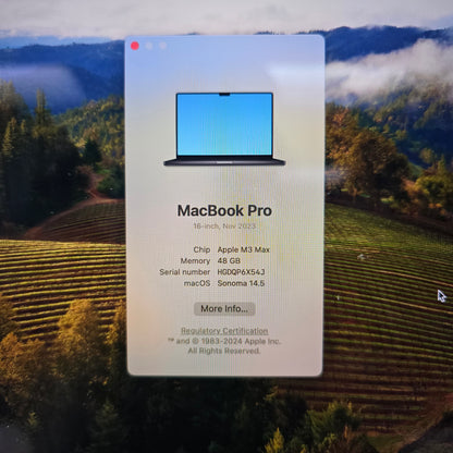 2023 Apple MacBook Pro 16" M3 Max 4.0GHz 48GB RAM 1TB SSD MUW63LL/A
