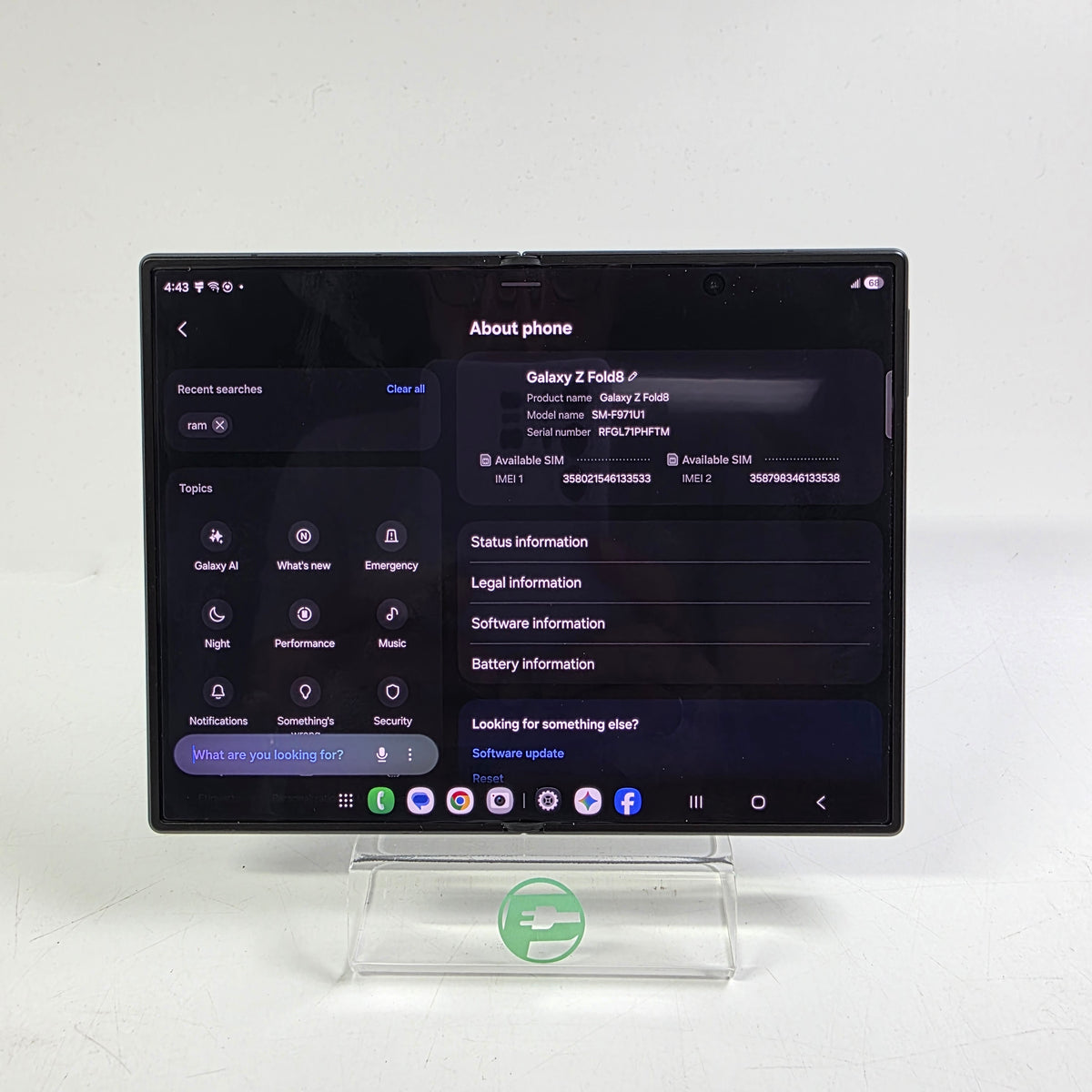 Factory Unlocked Samsung Galaxy Z Fold8 12GB RAM 256GB SM-F971U1 Graphite