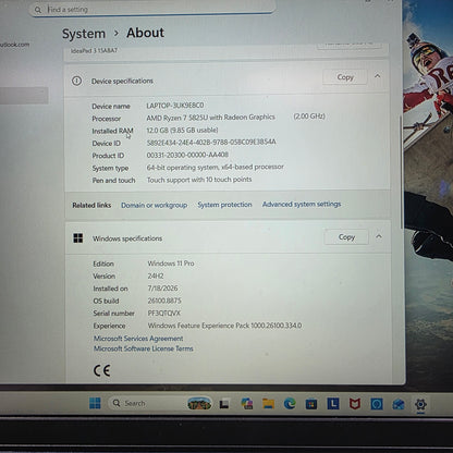 Lenovo IdeaPad 3 15ABA7 15.6" Ryzen 7 5825U 2.0GHz 12GB RAM 512GB SSD