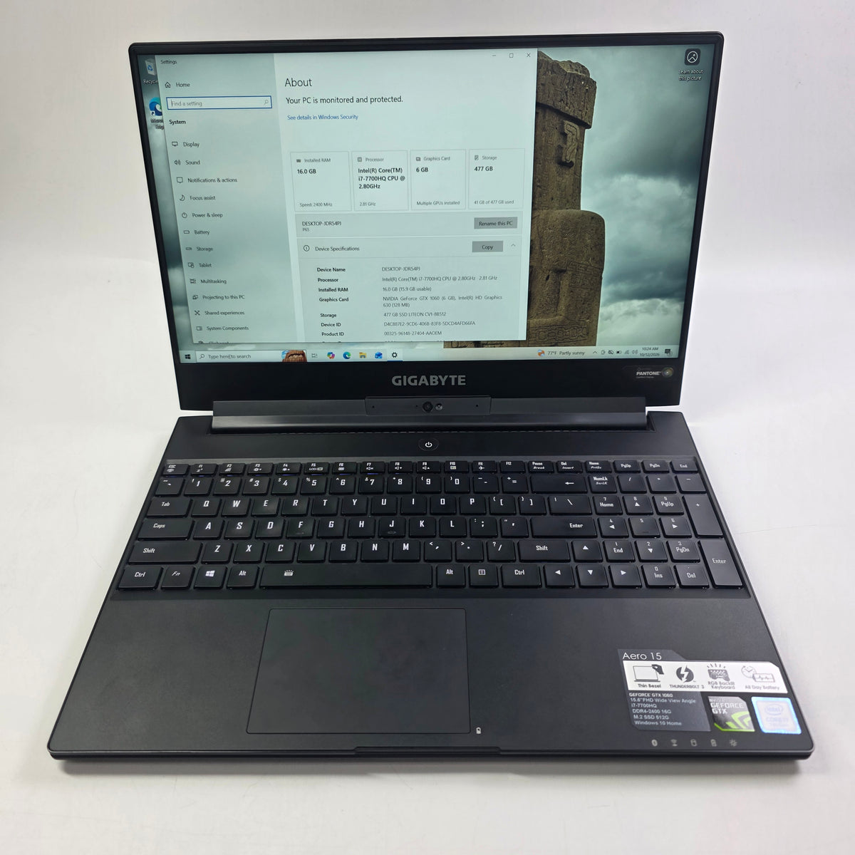 Gigabyte Aero 15 15.3 i7-7700HQ 2.8GHz 16GB RAM 512GB SSD GeForce GTX 1060