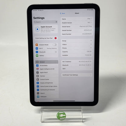 WiFi Only Apple iPad mini (A17 Pro) 128GB Space Gray MXN63LL/A