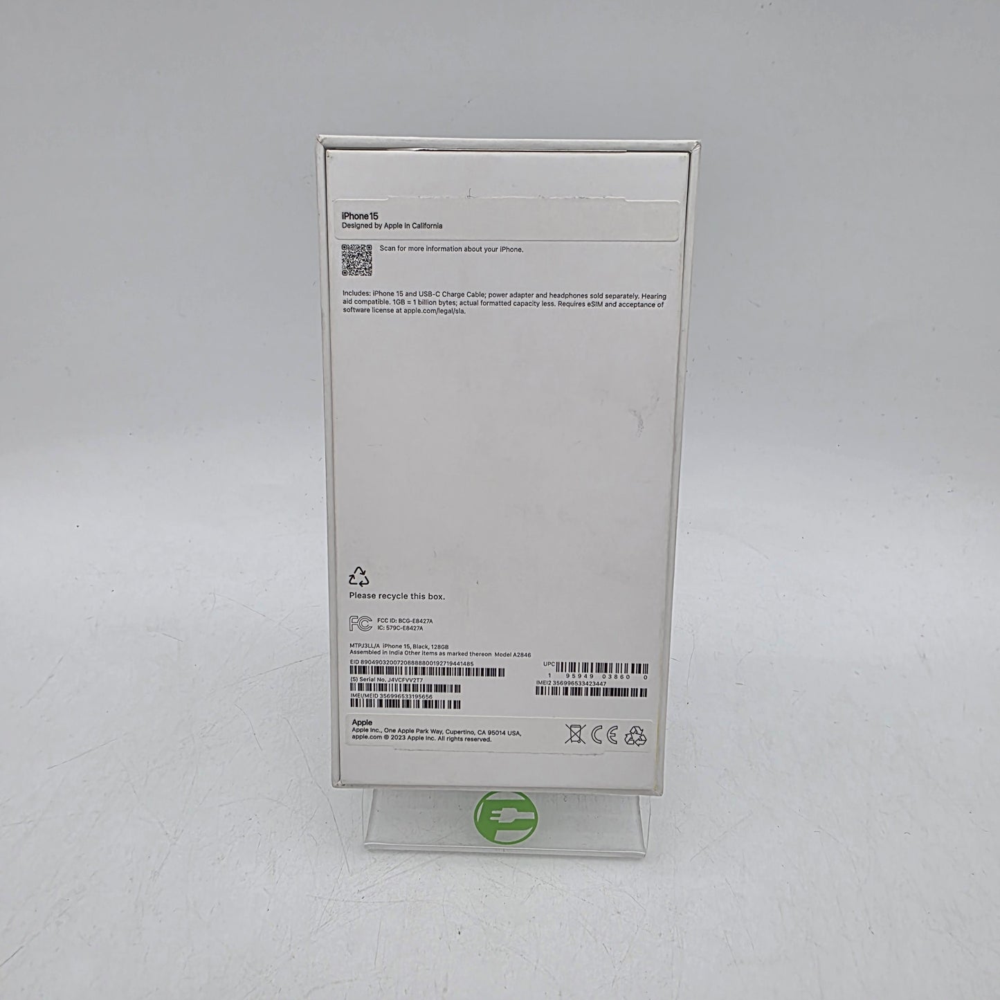 Unlocked Apple iPhone 15 128GB 18.6.1 Black A2846